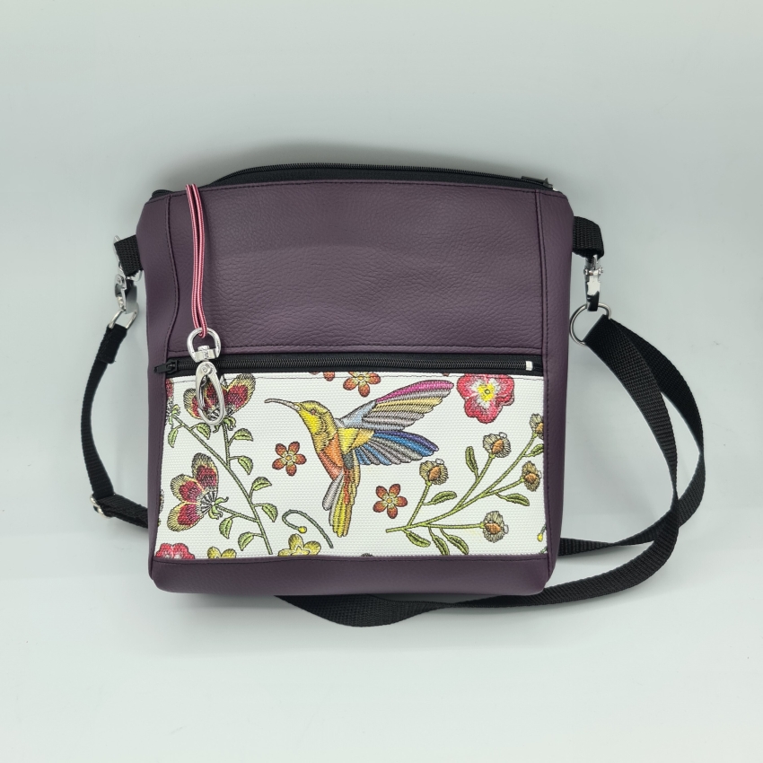 Gassitasche / Cross Bag / Hip Bag, Kolibris Aubergine